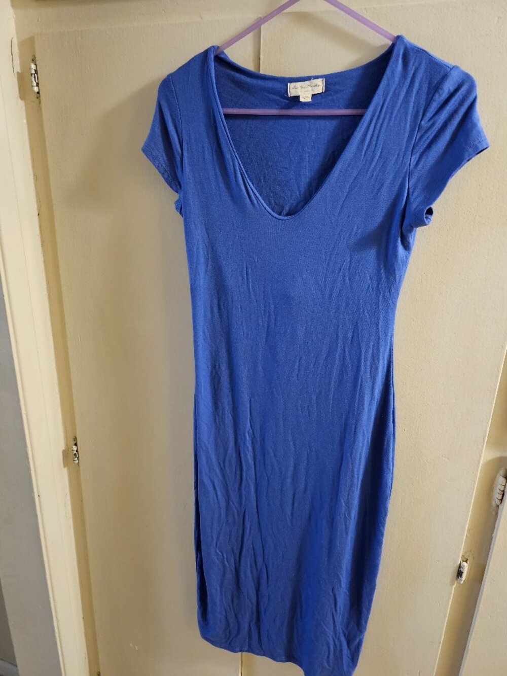 See You Monday Royal Blue V-Neck Cap Sleeve Dress